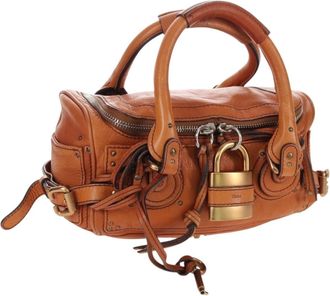 Chlo&eacute; Paddington Lock Leather Orange Leather Handbag (Pre-Owned)