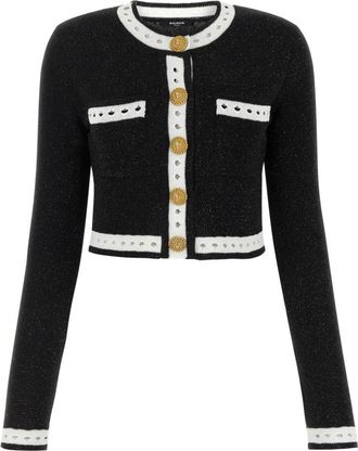 Balmain Gebreid vest met kant - Dames - Vesten - Zwart - L - Truien & Vesten