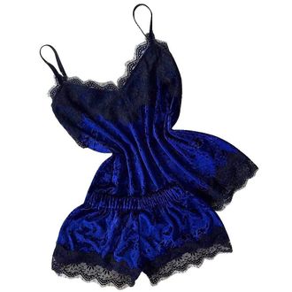 Generic Women Lingerie Garter Women Sleepwear Lingerie Pajamas V-Neck Camisole Sexy Plus Size Sexy Womens Lingerie (Blue, XXL)