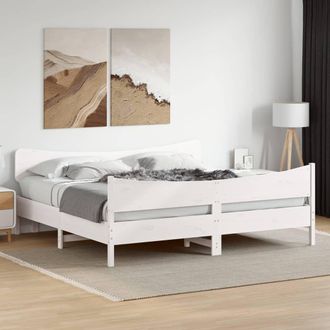 vidaXL Cama Sin Colch&oacute;n Madera Maciza De Pino Blanca 180x200 Cm Vidaxl