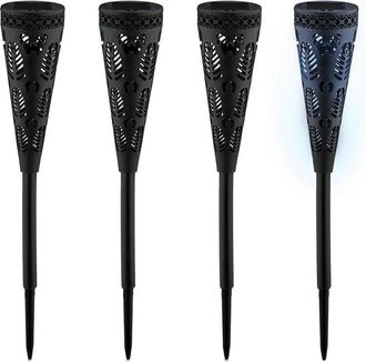 Relaxdays Relaxdays - Solar Lights Set, Torch Design, Garden Lighting with Luminous Effect, Hx&Oslash;: 41x7 cm, with Ground Spike, Black