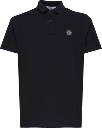 Stone Island Zwart poloshirt met kompaslogo - Heren - Polos - Blauw - XL - Katoen - Tops