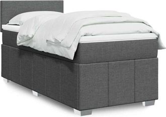 vidaXL Cama Box Spring Con Colch&oacute;n Tela Gris Oscuro 80x200 Cm Vidaxl