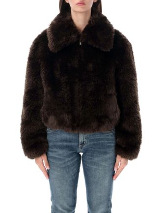 Stand Studio Aya Cropped Plush Faux Fur Jacket
