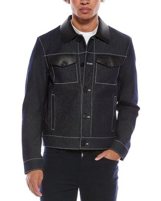 Mackage Nash Leather-Trim Denim Jacket