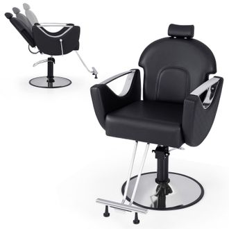 Costway Costway Barber Chair Reclining Salon Chair 360&deg;Swivel Hair Styling Chair-Black in Black