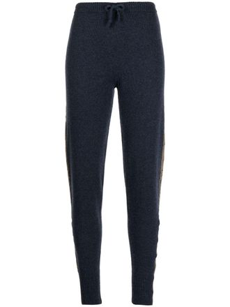 Madison.Maison laminated-stripe cashmere trousers - Blue