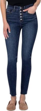 Judy Blue Classic Buttonfly Cutoff Skinny Jeans In Dark Wash