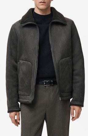 Mango Reversible Faux Leather & Shearling Jacket in Grey at Nordstrom, Size Medium