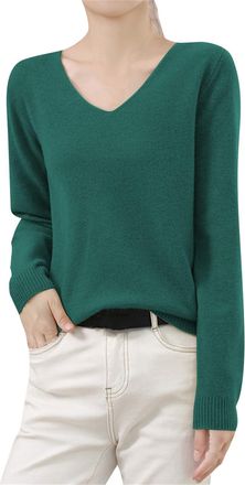 Generic Jumpers for Women V Neck Classic-Fit Soft Touch Cashmere Jumpers Ladies Lightweight Knitted Pullover Sweater Casual Comfortable Thermal Underwear Soli