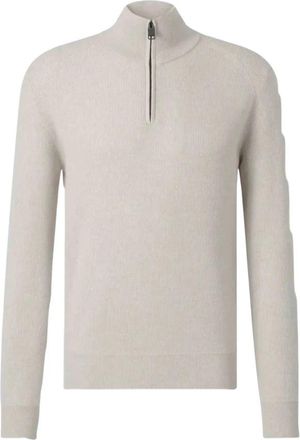Brioni Trui met Ritssluiting en Ribbelstructuur - Heren - Vesten met rits - Beige - XL - Katoen - Hoodies & sweatvesten
