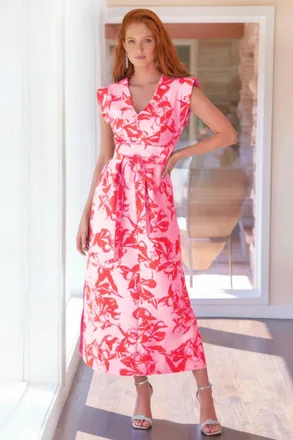 Finley Beverly Dress In Pink/coral