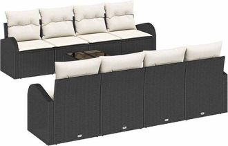 vidaXL Vidaxl - Conjunto de sofá de jardín 7 pcs Negro y Beige 55 x 55 x 37 cm