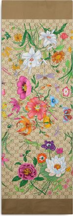 Gucci Womens Silk Scarf Beige-Ebony Beige/ebony Scarfs