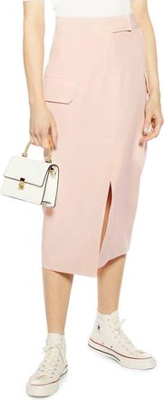 Topshop Utility Midi Skirt In Pink
