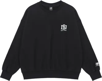 New Balance Logo Print Sweatshirt Asia Sizing Black White AMT23330-BK