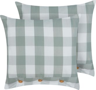Beliani Beliani - Conjunto De 2 Cojines De Algod&oacute;n A Cuadros Estilo Cottage Verde Menta 45 X 45 Cm Tamnine