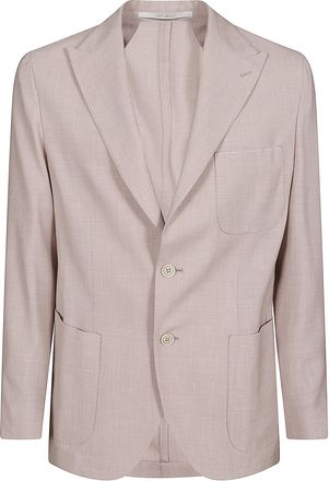 Eleventy Single-Breasted Unstructured Jacket In Natural Stretch Wool With Distinctive Cuff Detail