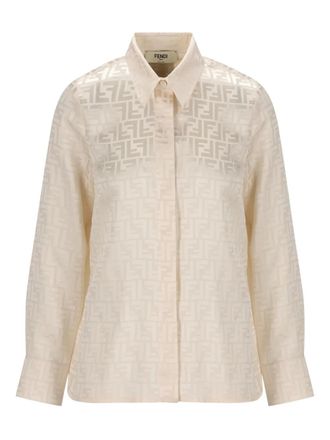 Fendi FF jacquard silk shirt - Neutrals