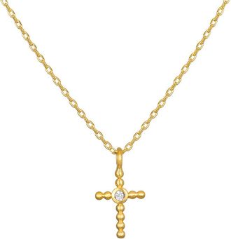 Satya Jewelry Precious Faith White Topaz Cross Necklace