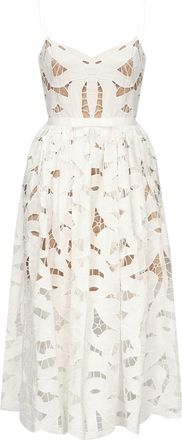 Self Portrait Embroidered Midi Dress With Bow