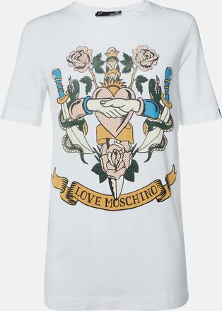 Love Moschino White Printed Cotton Crew Neck T-Shirt