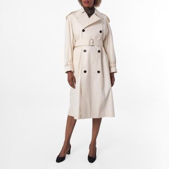 Burberry Belted Cotton-Gabardine Trench Coat, Brand Size 12 ( US Size 10 )