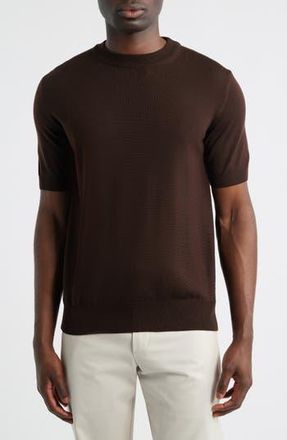 Aur&eacute;lien Cashwool Short Sleeve Crewneck Sweater in Chocolate at Nordstrom Rack, Size X-Large