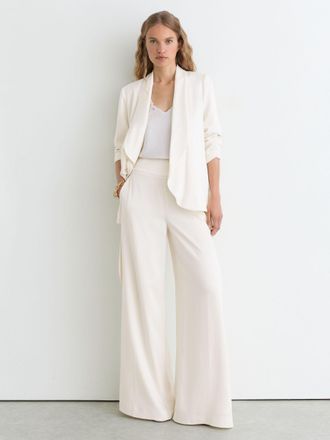 Reiss White Petite Wide-leg Suit Trousers, 12