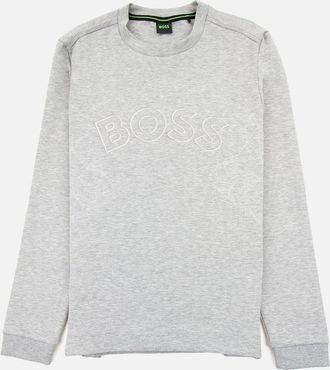 HUGO BOSS Mens Hugo Boss Salbo Iconic Curved Logo Sweatshirt Grey 059 - Size: 38