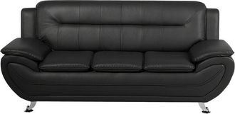 Beliani Sofa 3 Seater LEIRA Faux Leather Black