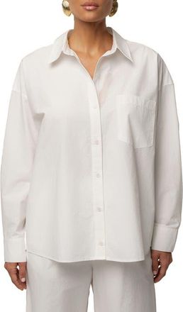 JLUXLABEL Leon Oversize Cotton Poplin Button-Up Shirt in Ivory at Nordstrom, Size Small