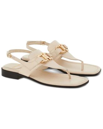 Ferragamo Gancini Leather Flat Sandal