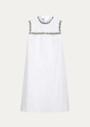 Prada Embellished Cotton Mini Dress
