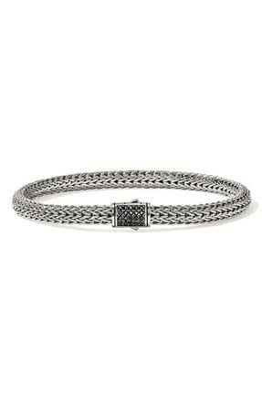John Hardy Icon Bracelet, Sterling Silver, Pav&eacute;, 5mm in Black Sapphire at Nordstrom, Size X-Large
