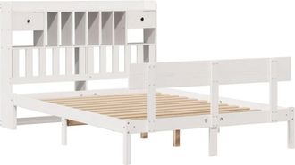 vidaXL Bookcase Bed without Mattress White 140x200 cm Solid Wood Pine Vidaxl