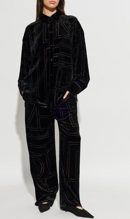 Toteme Velvet Shirt, Womens, Black