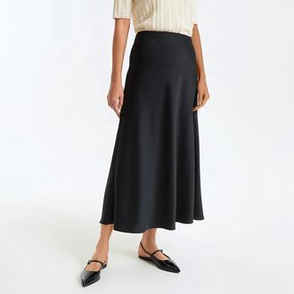 La Redoute Collections Wijd uitlopende lange rok in mat satijn, Signature MARION