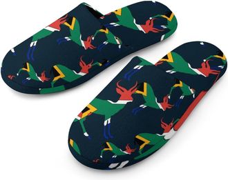 Generic South Africa Antilope Flannel Mens Slip-on Slippers Winter Warm House Shoes with Rubber Sole for Home Hotel