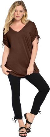 Roaman's Ruched Sleeve Ultra Femme Tunic in Rich Brown at Nordstrom, Size 16