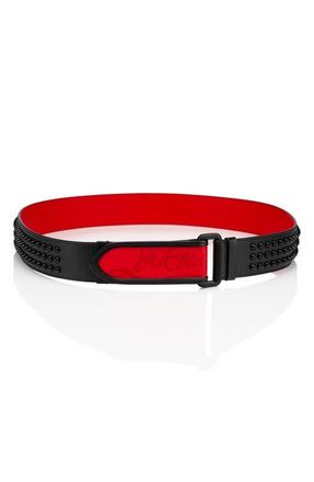 Christian Louboutin Loubi Spike Belt in Black/Loubi/Black at Nordstrom, Size 100 Eu