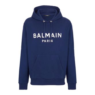 Balmain Hoodies, male, Blue, 3XL, Paris hooded sweatshirt
