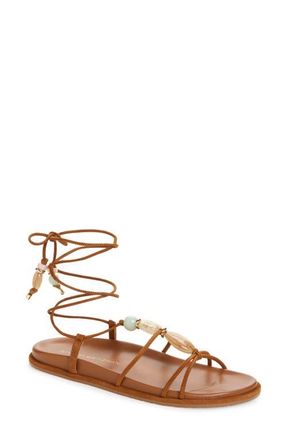 Stuart Weitzman Majorca Ankle Tie Sandal in Boho Tan at Nordstrom, Size 7.5