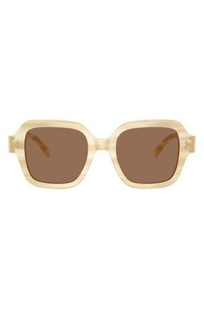 Tory Burch 51mm Polarized Square Sunglasses in Ivory Horn /Brown at Nordstrom