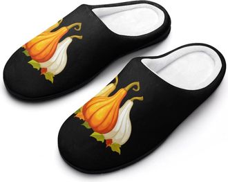 Generic Gourd Pumpkin Fall Leaves Mens Slippers Comfortable And Non-slip Cotton Slipper Shoe for House