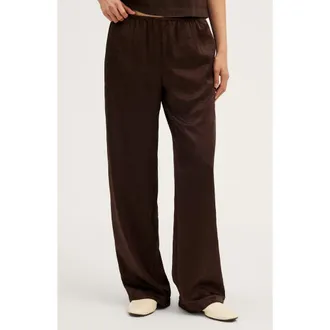 Madewell Devon Satin Pants in Dark Chicory at Nordstrom, Size Xx-Large