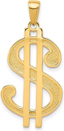 Diamond2Deal 14k Yellow Gold Gold Polished and Textured Dollar Sign Pendant