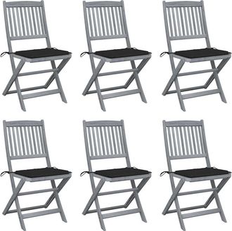 vidaXL Vidaxl - Sillas De Jard&iacute;n Plegables 6 Uds Cojines Madera Maciza Acacia