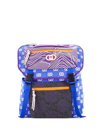 Gucci Panelled Double Buckle GG Jacquard Nylon and Rubber Large backpack - women - Canvas/Nylon/Rubber - One Size - Multicolour