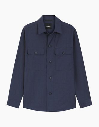 HUGO BOSS Mens P Carper Overshirt Navy - Blue - Size: 46